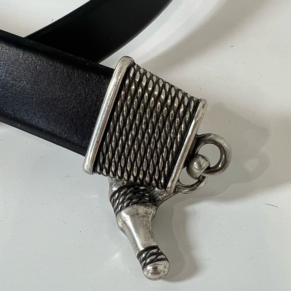 CIPRIANI Women’s Genuine Leather Belt Size M/L Metal Clasp Hook Black Belt EUC main image 7